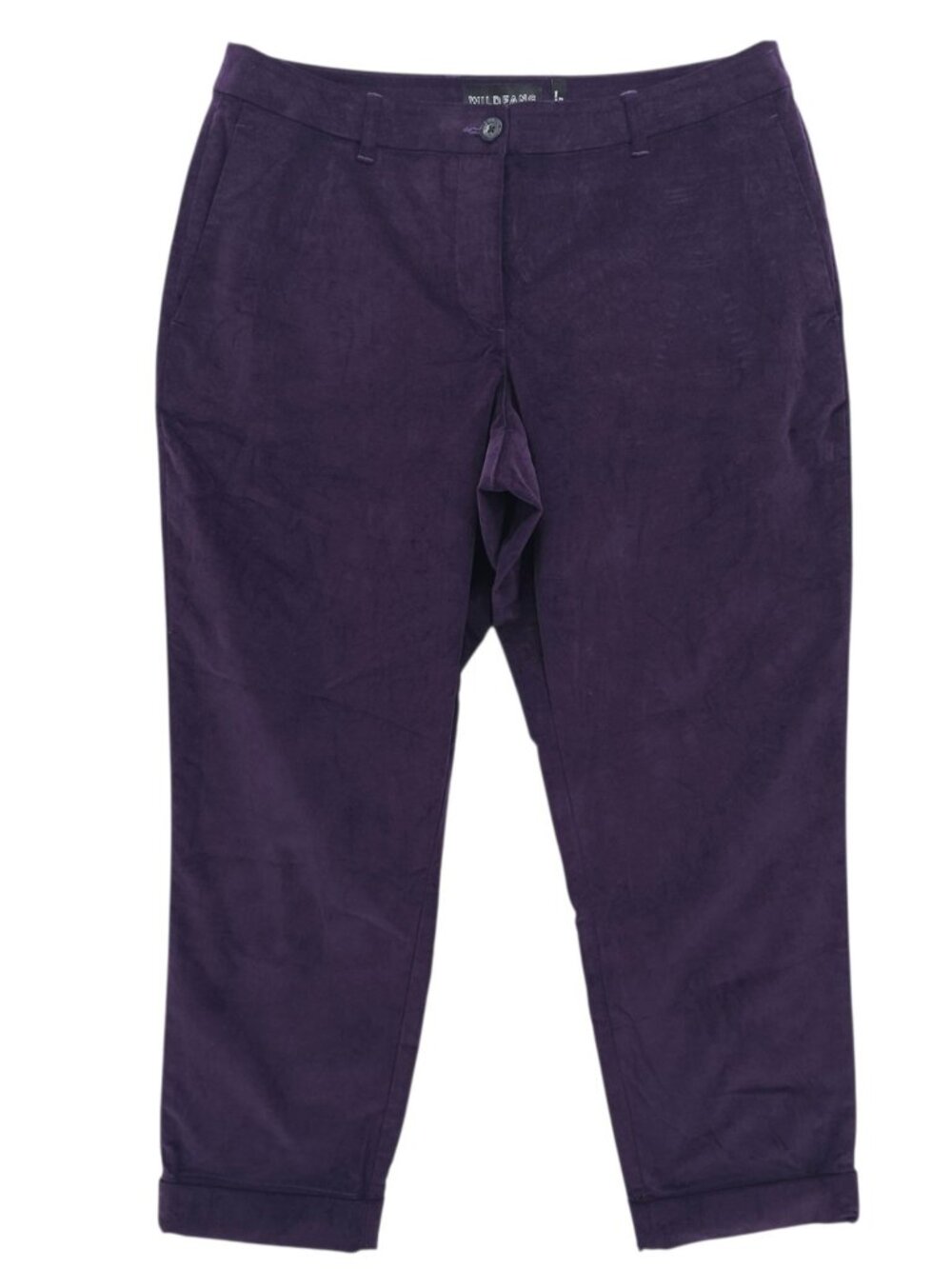 WILDFANG The Empower Velveteen Trouser Purple Cuffed Cotton Stretch Size 12